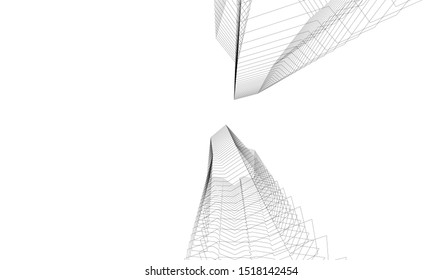 Abstract linear architecture 3d illustration