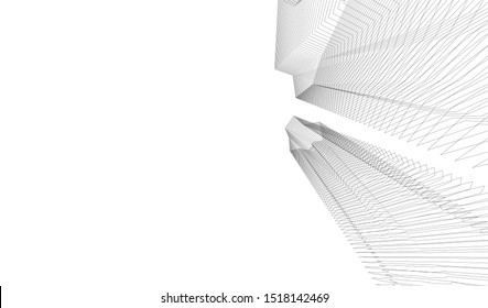 Abstract linear architecture 3d illustration