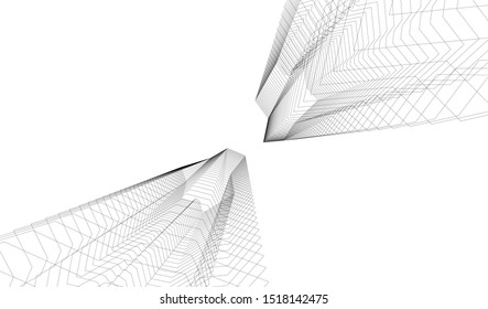 Abstract linear architecture 3d illustration