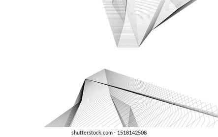 Abstract linear architecture 3d illustration