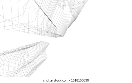 Abstract linear architecture 3d illustration