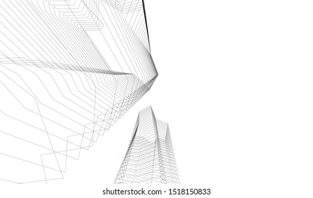 Abstract linear architecture 3d illustration