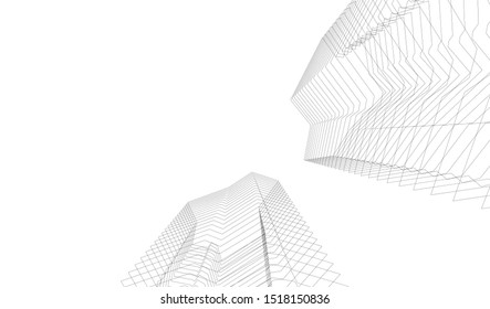 Abstract linear architecture 3d illustration