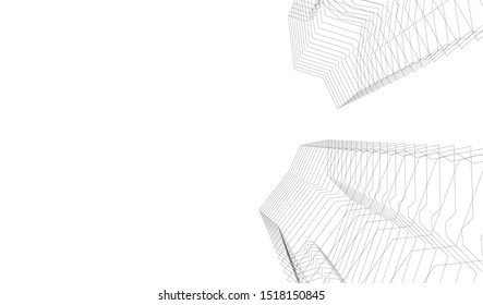 Abstract linear architecture 3d illustration