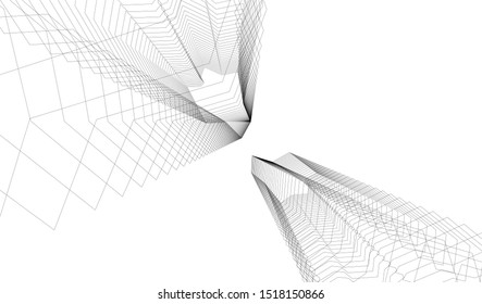Abstract linear architecture 3d illustration