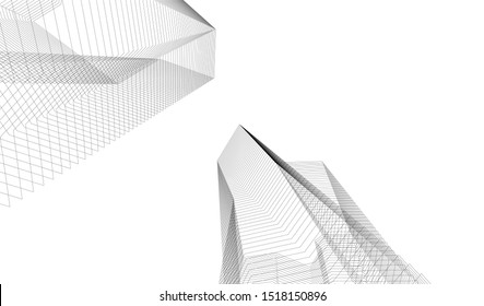 Abstract linear architecture 3d illustration