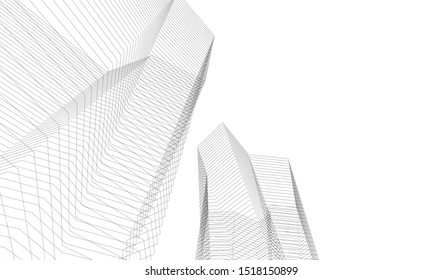 Abstract linear architecture 3d illustration