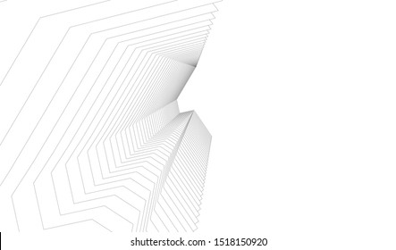 Abstract linear architecture 3d illustration