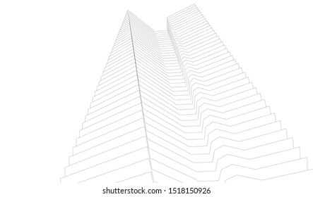 Abstract linear architecture 3d illustration
