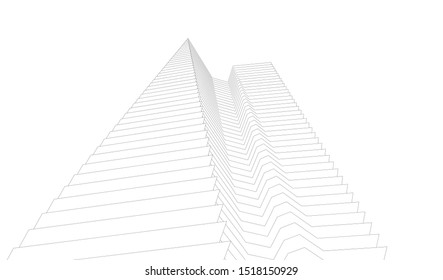 Abstract linear architecture 3d illustration