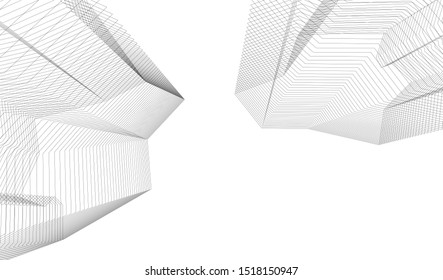 Abstract linear architecture 3d illustration