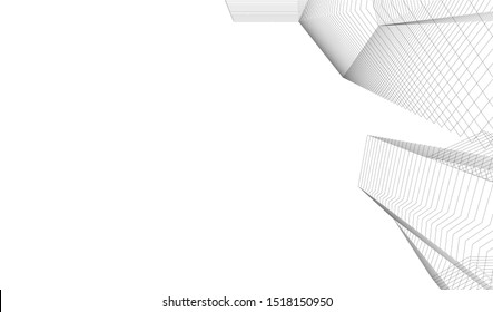 Abstract linear architecture 3d illustration