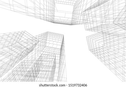 Abstract linear architecture 3d illustration