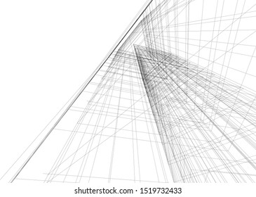 Abstract linear architecture 3d illustration