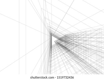 Abstract linear architecture 3d illustration