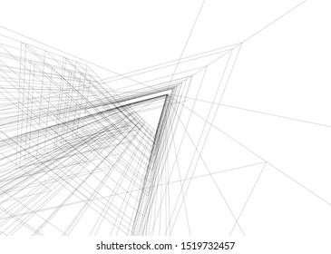 Abstract linear architecture 3d illustration