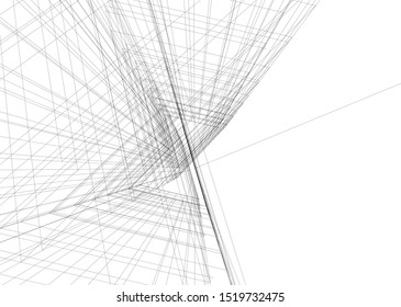Abstract linear architecture 3d illustration