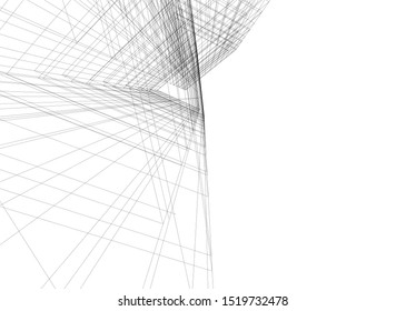 Abstract linear architecture 3d illustration