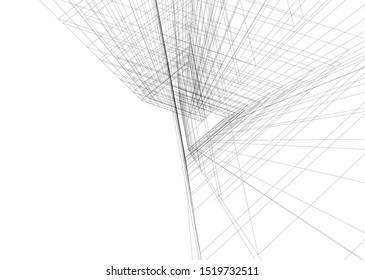 Abstract linear architecture 3d illustration