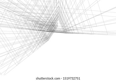 Abstract linear architecture 3d illustration