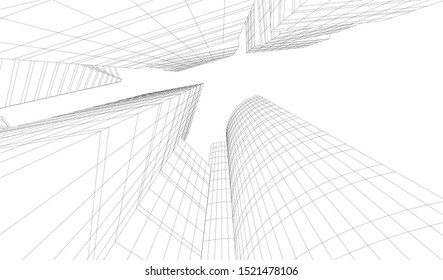 Abstract linear architecture 3d illustration