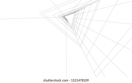 Abstract linear architecture 3d illustration