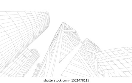 Abstract linear architecture 3d illustration