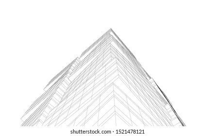 Abstract linear architecture 3d illustration