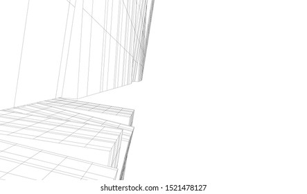 Abstract linear architecture 3d illustration