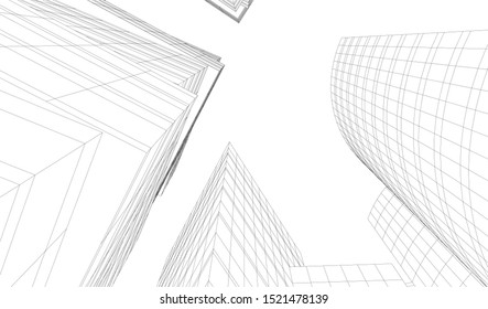 Abstract linear architecture 3d illustration