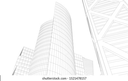 Abstract linear architecture 3d illustration