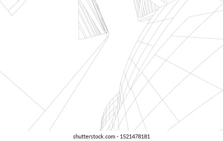 Abstract linear architecture 3d illustration