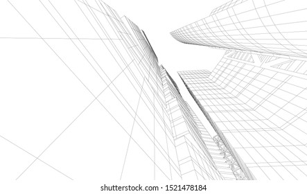 Abstract linear architecture 3d illustration