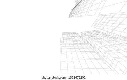 Abstract linear architecture 3d illustration