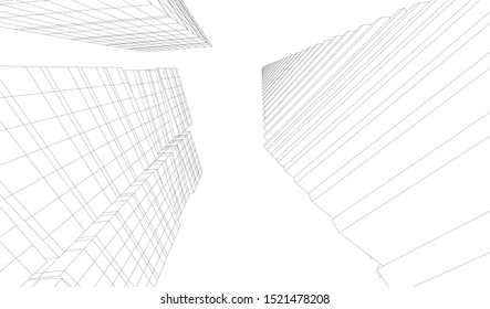 Abstract linear architecture 3d illustration