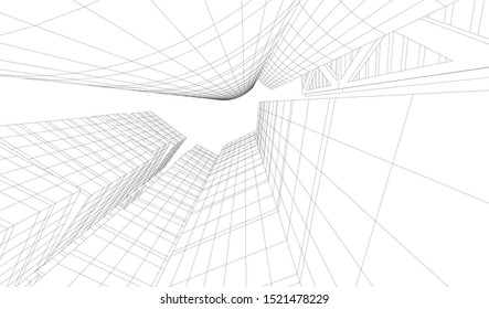 Abstract linear architecture 3d illustration