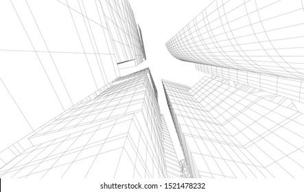 Abstract linear architecture 3d illustration