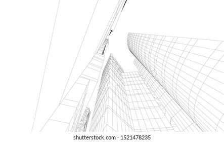 Abstract linear architecture 3d illustration