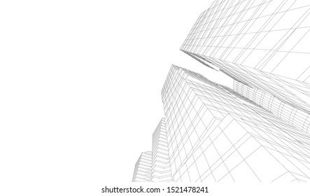 Abstract linear architecture 3d illustration