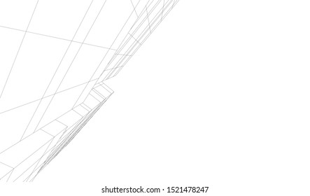 Abstract linear architecture 3d illustration