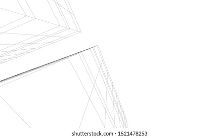 Abstract linear architecture 3d illustration