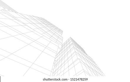 Abstract linear architecture 3d illustration