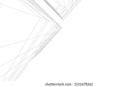 Abstract linear architecture 3d illustration