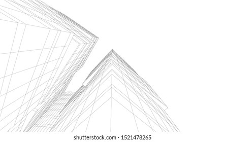 Abstract linear architecture 3d illustration