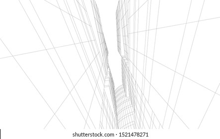 Abstract linear architecture 3d illustration