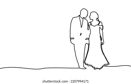Abstract linear art illustration wedding couple design