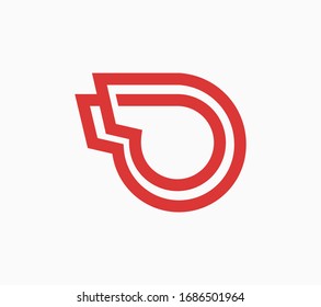 Logo de silbido lineal abstracto. Plantilla de diseño de vector de signo deportivo.