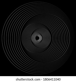 Abstrakter linearer schwarz-grauer Spiralhintergrund. Hoch gesättigt. Farbverläufe Verschiedene geometrische Formen