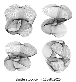 Abstract linear black and white Background. High Saturated. Gradients Different Geometrical Shapes