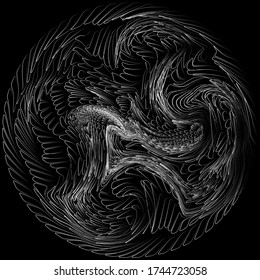 Abstract linear black and white Background. Vector illustration